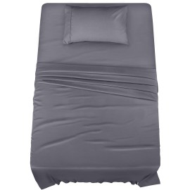 Utopia Bedding Twin Sheet Set - 3 Piece Bed Sheets for Twin Size Bed, Soft and Breathable Microfiber, Includes 1 Fitted Sheet, 1 Flat Sheet and 1 Pillowcase (Grey)