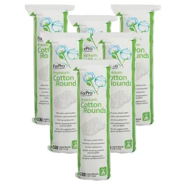 ForPro Professional Collection Premium Cotton Rounds, 100% Cotton, Non-Tearing, Lint-Free, for Cosmetic, Nail, and Personal Use, 2.25, Pack of 6, Counts 600