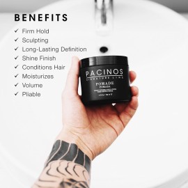 Pacinos Pomade - Flexible Hold, Frizz Control - High Shine Pomade for All Hair Types - 4oz Pacinos Pomade - Flexible Hold, Frizz Control - High Shine Pomade for All Hair Types - 4oz