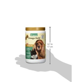 NaturVet - Omega-Gold Plus Salmon Oil | Supports Healthy Skin & Glossy Coat | Enhanced with DHA, EPA, Omega-3 & Omega-6 | for Dogs & Cats | 180 Soft Chews