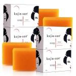 Kojie San Skin and Body Soap - Original Kojic Acid, Dark Spot Remover Soap Bar with Coconut & Tea Tree Oil - 65g x 4 Bars