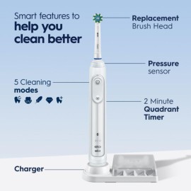 Oral-B Smart 5000 Rechargeable Electric Powered Toothbrush, Black with Travel Case and Bluetooth - Visible Pressure Sensor to Protect Gums - 5 Cleaning Modes - 2 Minute Timer Oral-B Smart 5000 Rechargeable Electric Powered Toothbrush, Black with Travel Case and Bluetooth - Visible Pressure Sensor to Protect Gums - 5 Cleaning Modes - 2 Minute Timer