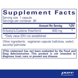 Pure Encapsulations NAC 600 mg - NAC Supplement for Lung Health & Immune Support, Liver Support & Antioxidants* - with Freeform N-Acetyl-L-Cysteine - 90 Capsules Pure Encapsulations NAC 600 mg - NAC Supplement for Lung Health & Immune Support, Liver Support & Antioxidants* - with Freeform N-Acetyl-L-Cysteine - 90 Capsules