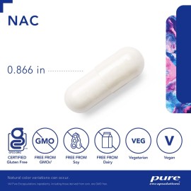 Pure Encapsulations NAC 600 mg - NAC Supplement for Lung Health & Immune Support, Liver Support & Antioxidants* - with Freeform N-Acetyl-L-Cysteine - 90 Capsules Pure Encapsulations NAC 600 mg - NAC Supplement for Lung Health & Immune Support, Liver Support & Antioxidants* - with Freeform N-Acetyl-L-Cysteine - 90 Capsules