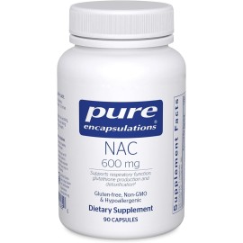 Pure Encapsulations NAC 600 mg - NAC Supplement for Lung Health & Immune Support, Liver Support & Antioxidants* - with Freeform N-Acetyl-L-Cysteine - 90 Capsules Pure Encapsulations NAC 600 mg - NAC Supplement for Lung Health & Immune Support, Liver Support & Antioxidants* - with Freeform N-Acetyl-L-Cysteine - 90 Capsules