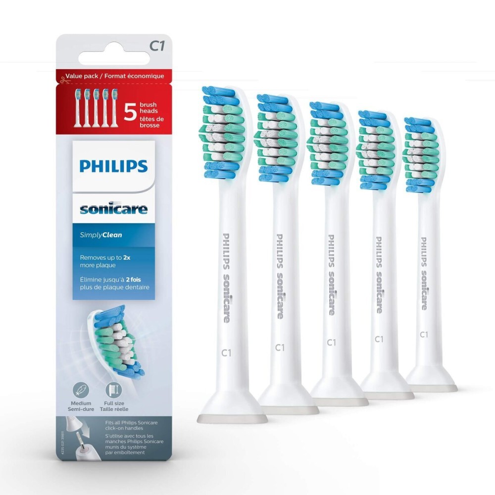 Philips Sonicare Genuine SimplyClean Replacement Toothbrush Heads, 5 Brush Heads, White, HX6015/03 Philips Sonicare Genuine SimplyClean Replacement Toothbrush Heads, 5 Brush Heads, White, HX6015/03