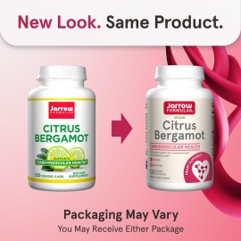 Jarrow Formulas Citrus Bergamot 500 mg - 120 Servings (Veggie Caps) - Antioxidant Support for Cardiovascular & Metabolic Health - Dietary Supplement - Gluten Free - Use with Jarrow Formulas QH-absorb