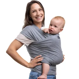 CuddleBug Hands-Free Baby Carrier - Soft & Stretchy Wrap - Newborn to Toddler 7-35 lbs - One-Size-Fits-All Hip-Healthy Holder (Gray)