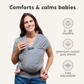 CuddleBug Hands-Free Baby Carrier - Soft & Stretchy Wrap - Newborn to Toddler 7-35 lbs - One-Size-Fits-All Hip-Healthy Holder (Gray) CuddleBug Hands-Free Baby Carrier - Soft & Stretchy Wrap - Newborn to Toddler 7-35 lbs - One-Size-Fits-All Hip-Healthy Holder (Gray)