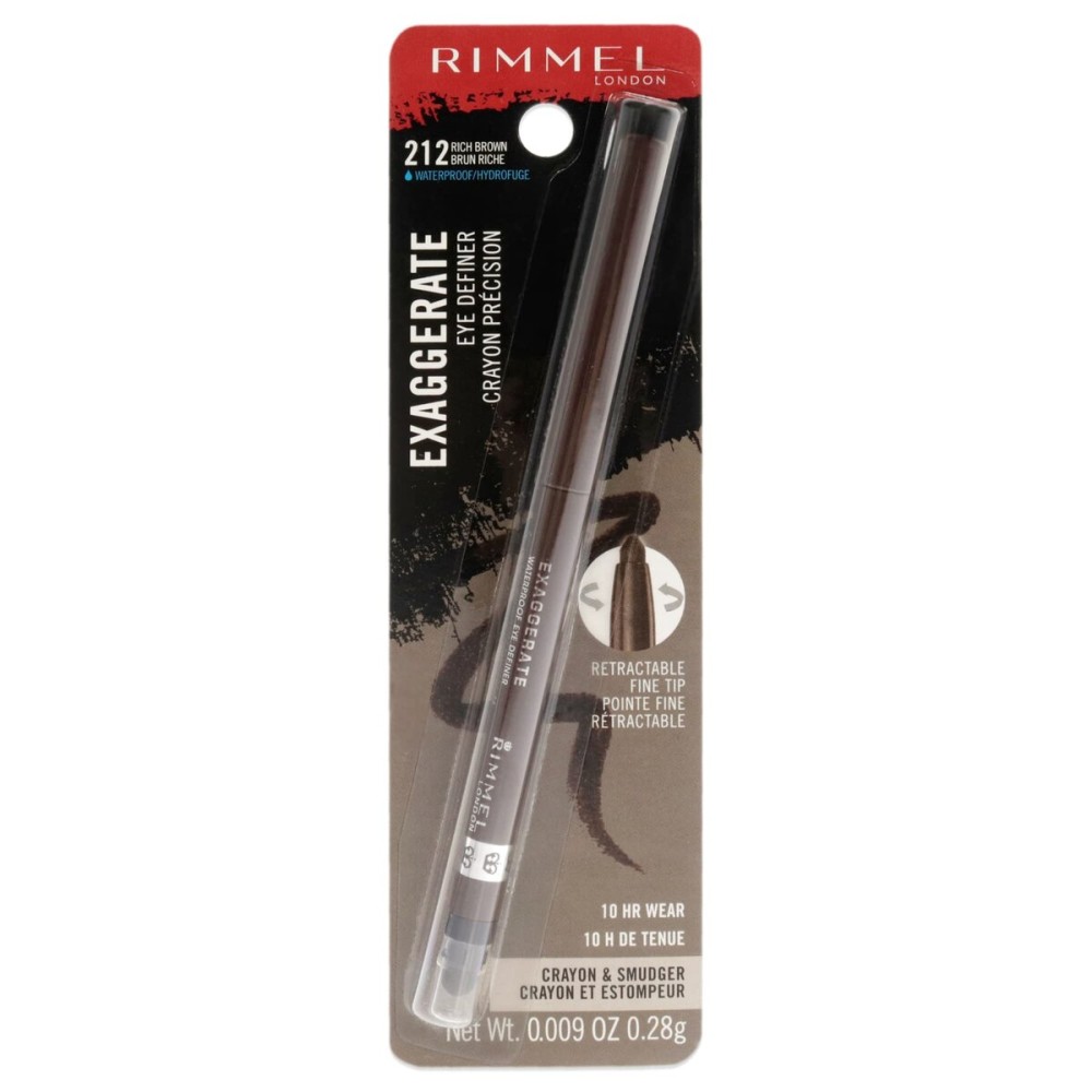 Rimmel London Exaggerate Waterproof Eye Definer Eyeliner, Highly Pigmented, Long-Wearing, Built-In Smudger, 212, Rich Brown, 0.01oz Rimmel London Exaggerate Waterproof Eye Definer Eyeliner, Highly Pigmented, Long-Wearing, Built-In Smudger, 212, Rich Brown, 0.01oz