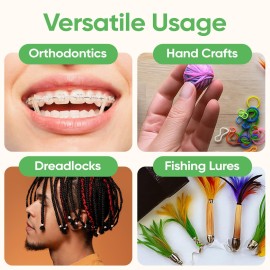 Orthodontic Elastic Rubber Bands - 3/16 Inch, Small, 100 Pack, (4.5 Ounce) for Braces, Dreadlocks, Hair Braids, Fix Tooth Gap, Includes Free Elastic Placer - Natural - Heavy