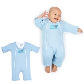 Baby Merlin\'s Magic Sleepsuit - Cotton Baby Swaddle Transition Product - Soft and Breathable Design, Double Zipper for Easy Diaper Changes, Promotes Safe Sleep - Blue - Large 18-21lbs
