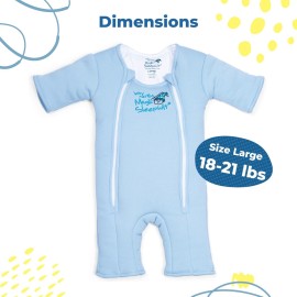Baby Merlin\'s Magic Sleepsuit - Cotton Baby Swaddle Transition Product - Soft and Breathable Design, Double Zipper for Easy Diaper Changes, Promotes Safe Sleep - Blue - Large 18-21lbs Baby Merlin\'s Magic Sleepsuit - Cotton Baby Swaddle Transition Product - Soft and Breathable Design, Double Zipper for Easy Diaper Changes, Promotes Safe Sleep - Blue - Large 18-21lbs