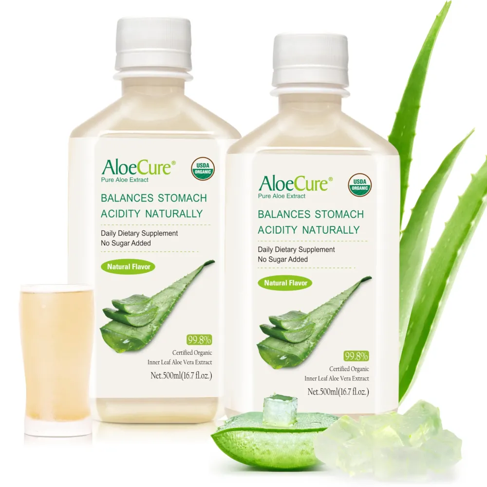 AloeCure USDA Organic Aloe Vera Juice Made Within 12 Hrs of Harvest - Pure Aloe Juice Natural Digestive Supplement to Support Digestion, Immune System and Balanced Stomach Acidity, 2 x 500ml Bottles AloeCure USDA Organic Aloe Vera Juice Made Within 12 Hrs of Harvest - Pure Aloe Juice Natural Digestive Supplement to Support Digestion, Immune System and Balanced Stomach Acidity, 2 x 500ml Bottles