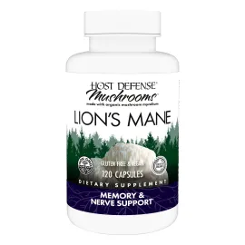 Host Defense Mushrooms Lion\'s Mane - Supplement Capsules for Brain Health Support - Mushroom Support for Focus & Memory Function - Immune & Nervous System Supplement - 120 Capsules (60 Servings)*