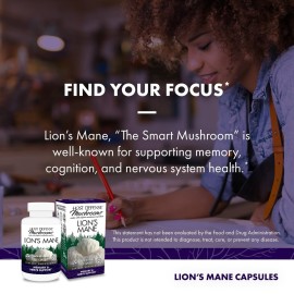 Host Defense Mushrooms Lion\'s Mane - Supplement Capsules for Brain Health Support - Mushroom Support for Focus & Memory Function - Immune & Nervous System Supplement - 120 Capsules (60 Servings)*