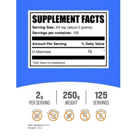 BulkSupplements.com D-Mannose Powder - D-Mannose Supplement, for Urinary Tract Health - Unflavored & Gluten Free, 2g per Serving, 250g (8.8 oz) (Pack of 1) BulkSupplements.com D-Mannose Powder - D-Mannose Supplement, for Urinary Tract Health - Unflavored & Gluten Free, 2g per Serving, 250g (8.8 oz) (Pack of 1)