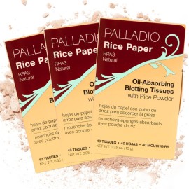 Palladio Rice Paper Facial Tissues for Oily Skin, Face Blotting Sheets Made from Natural Rice, Oil Absorbing Paper with Rice Powder, 2 Sided, Instant Results, Natural, 40 Count (Pack of 3) Palladio Rice Paper Facial Tissues for Oily Skin, Face Blotting Sheets Made from Natural Rice, Oil Absorbing Paper with Rice Powder, 2 Sided, Instant Results, Natural, 40 Count (Pack of 3)