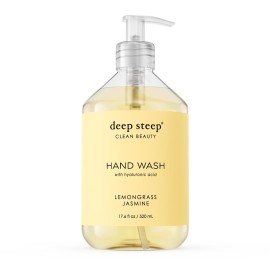 Deep Steep Liquid Hand Wash, Lemongrass Jasmine, 17.6 oz - Moisturizing Cleanser with Olive Oil, Aloe Vera, Glycerin & Hyaluronic Acid - Vegan, Clean Beauty, Soft & Nourished Hands