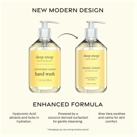 Deep Steep Liquid Hand Wash, Lemongrass Jasmine, 17.6 oz - Moisturizing Cleanser with Olive Oil, Aloe Vera, Glycerin & Hyaluronic Acid - Vegan, Clean Beauty, Soft & Nourished Hands Deep Steep Liquid Hand Wash, Lemongrass Jasmine, 17.6 oz - Moisturizing Cleanser with Olive Oil, Aloe Vera, Glycerin & Hyaluronic Acid - Vegan, Clean Beauty, Soft & Nourished Hands