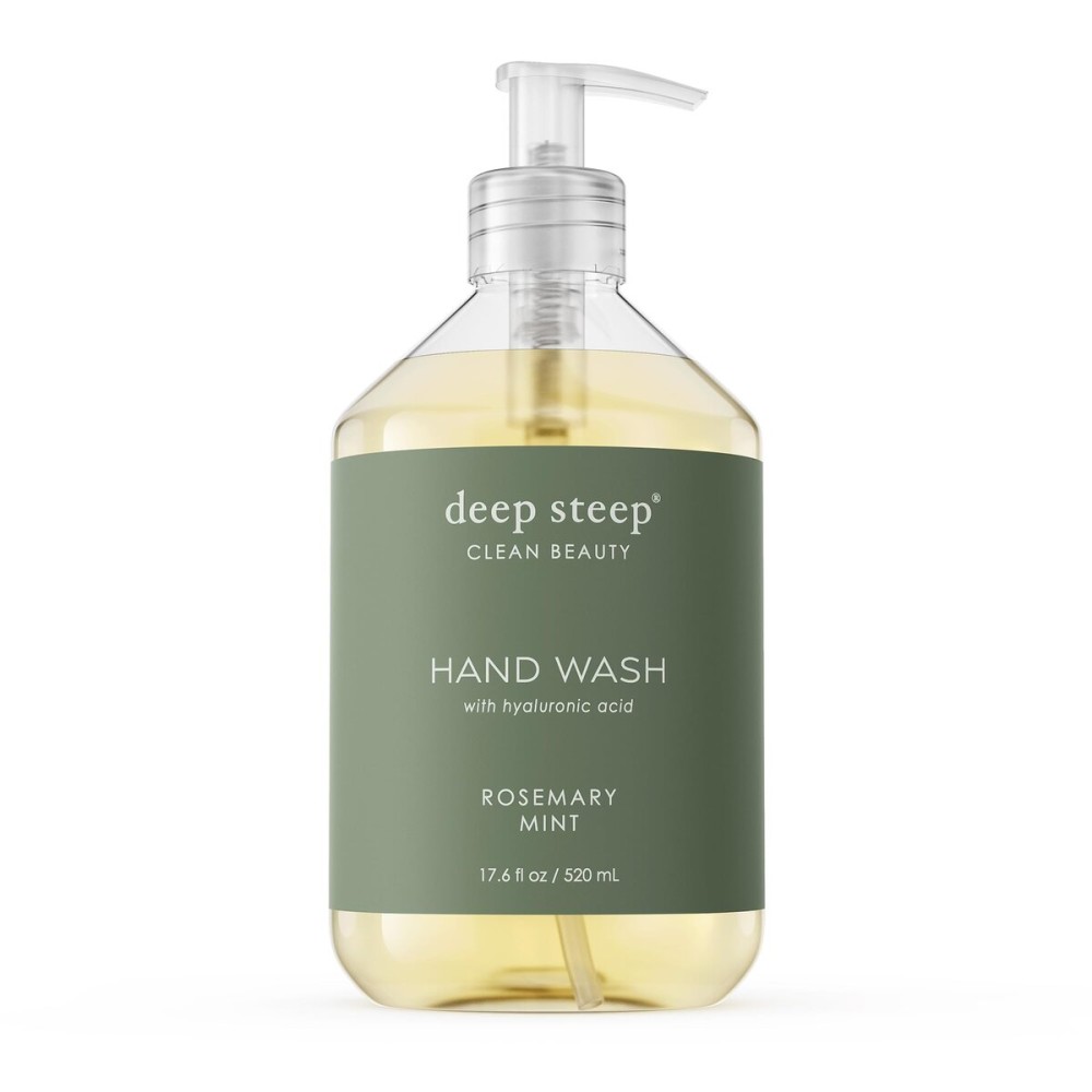 Deep Steep Liquid Hand Wash, Rosemary Mint, 17.6 oz - Moisturizing Cleanser with Olive Oil, Aloe Vera, Glycerin & Hyaluronic Acid - Vegan, Clean Beauty, Soft & Nourished Hands