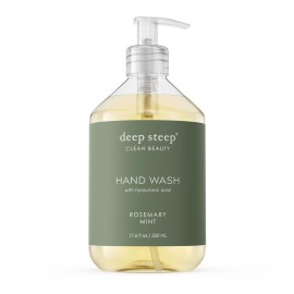 Deep Steep Liquid Hand Wash, Rosemary Mint, 17.6 oz - Moisturizing Cleanser with Olive Oil, Aloe Vera, Glycerin & Hyaluronic Acid - Vegan, Clean Beauty, Soft & Nourished Hands