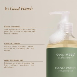 Deep Steep Liquid Hand Wash, Rosemary Mint, 17.6 oz - Moisturizing Cleanser with Olive Oil, Aloe Vera, Glycerin & Hyaluronic Acid - Vegan, Clean Beauty, Soft & Nourished Hands