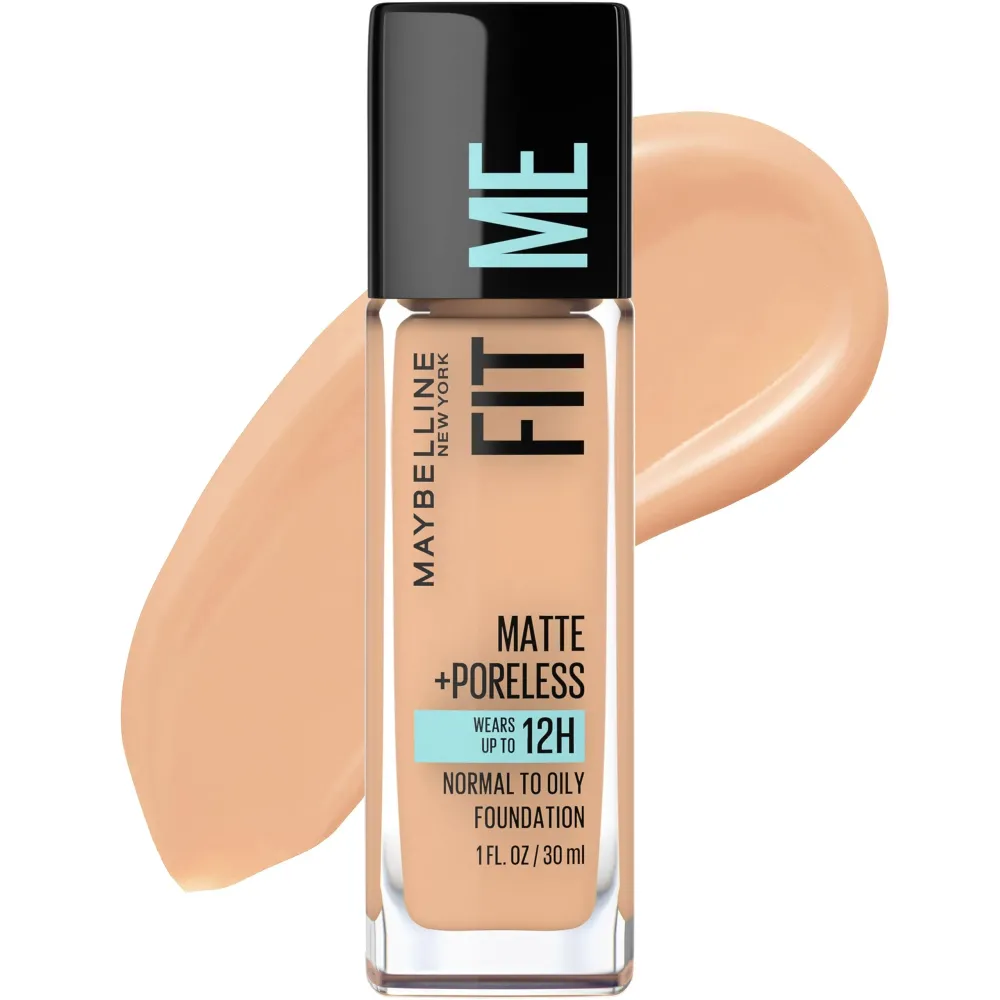 Maybelline Fit Me Matte + Poreless Liquid Oil-Free Foundation Makeup, Buff Beige, 1 Count (Packaging May Vary) Maybelline Fit Me Matte + Poreless Liquid Oil-Free Foundation Makeup, Buff Beige, 1 Count (Packaging May Vary)