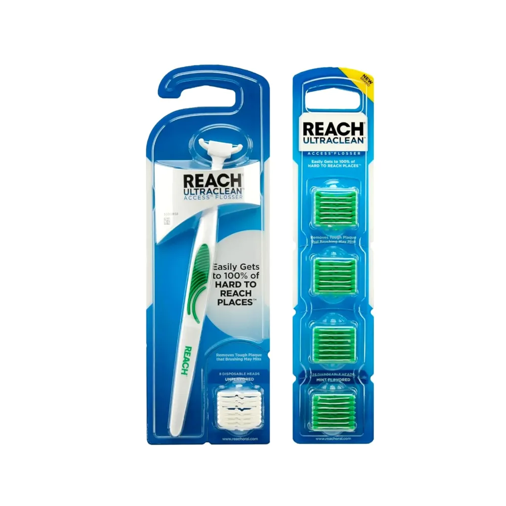 REACH Ultraclean Access Snap-On Flosser & Flosser Refill Head 28 ea, Pack for Proper Oral Care, Mint Flavor 1 ea REACH Ultraclean Access Snap-On Flosser & Flosser Refill Head 28 ea, Pack for Proper Oral Care, Mint Flavor 1 ea
