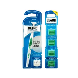 REACH Ultraclean Access Snap-On Flosser & Flosser Refill Head 28 ea, Pack for Proper Oral Care, Mint Flavor 1 ea