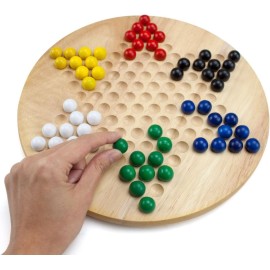 All Natural Wood Chinese Checkers with Wooden Marbles by Brybelly (1-Pack) All Natural Wood Chinese Checkers with Wooden Marbles by Brybelly (1-Pack)