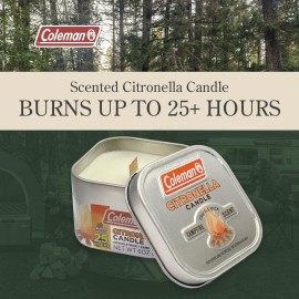 Coleman Campfire Scented Citronella Candle - Wooden Crackle Wick, Campfire Fragrance, 25-Hour Burn Time - Nostalgic Tin for Crackling Outdoor Ambiance Coleman Campfire Scented Citronella Candle - Wooden Crackle Wick, Campfire Fragrance, 25-Hour Burn Time - Nostalgic Tin for Crackling Outdoor Ambiance