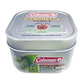 Coleman Pine Scented Citronella Candle with Wooden Crackle Wick - 6 oz Tin