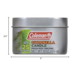 Coleman Pine Scented Citronella Candle with Wooden Crackle Wick - 6 oz Tin Coleman Pine Scented Citronella Candle with Wooden Crackle Wick - 6 oz Tin