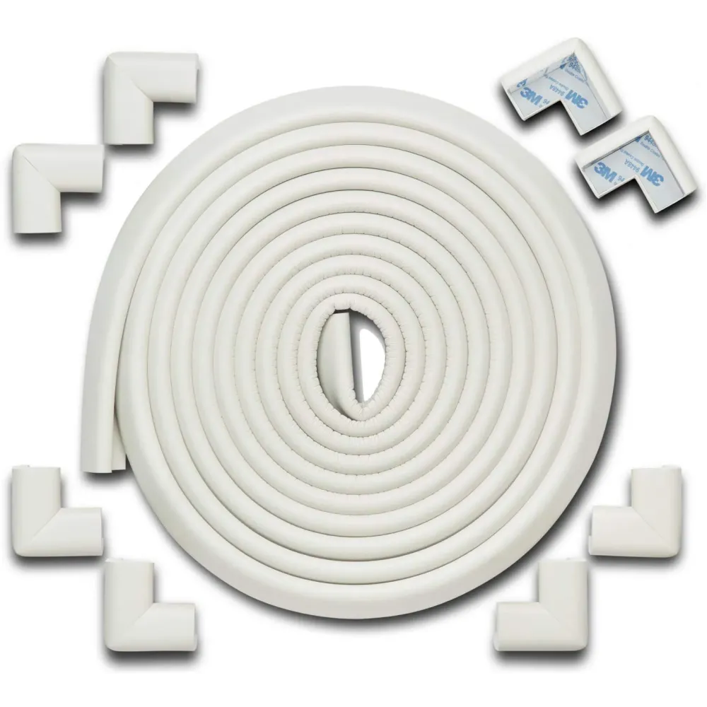 Roving Cove HeftyFit Edge Corner Protector Baby Proofing (Large 18ft Edge 8 Corners), Heavy-Duty, Soft NBR Rubber Foam, Furniture Fireplace Safety Bumper Guard, 3M Adhesive, Oyster White (Off White) Roving Cove HeftyFit Edge Corner Protector Baby Proofing (Large 18ft Edge 8 Corners), Heavy-Duty, Soft NBR Rubber Foam, Furniture Fireplace Safety Bumper Guard, 3M Adhesive, Oyster White (Off White)