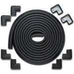 Roving Cove HeftyFit Edge Corner Protector Baby Proofing (Large 18ft Edge 8 Corners), Heavy-Duty, Soft NBR Rubber Foam, Furniture Fireplace Safety Bumper Guard, 3M Adhesive, Onyx Black
