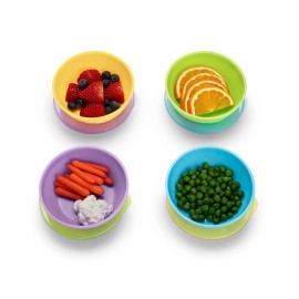 Munchkin Love-a-Bowls 10 Piece Baby Feeding Set, Includes Bowls with Lids and Spoons, Multicolor