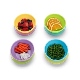 Munchkin Love-a-Bowls 10 Piece Baby Feeding Set, Includes Bowls with Lids and Spoons, Multicolor