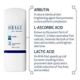 Obagi Nu-Derm Clear Fx - Skin Brightening and Evening Cream with Arbutin, Vitamin C, and Lactic Acid- 2 oz
