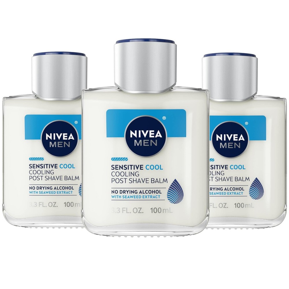 NIVEA MEN Sensitive Cooling Post Shave Balm with Vitamin E, Chamomile and Seaweed Extracts, 3 Pack of 3.3 Fl Oz Bottles NIVEA MEN Sensitive Cooling Post Shave Balm with Vitamin E, Chamomile and Seaweed Extracts, 3 Pack of 3.3 Fl Oz Bottles