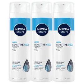 NIVEA MEN Sensitive Cooling Shave Gel with Chamomile and Seaweed Extracts, 3 Pack of 7 Oz Cans