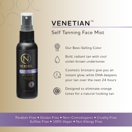 Norvell Venetian Sunless Self Tanning Mist for Face - Non Comedogenic Facial Bronzing Tanner Spray for Natural Sun-Kissed Glow, 2 fl.oz. Norvell Venetian Sunless Self Tanning Mist for Face - Non Comedogenic Facial Bronzing Tanner Spray for Natural Sun-Kissed Glow, 2 fl.oz.