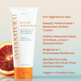 InstaNatural Retinol Moisturizer Nighttime Face Moisturizing Cream, Brightens and Reduces Signs of Aging, Wrinkles, Lines and Discoloration, with Vitamin C and Hyaluronic Acid, 3.4 Fl Oz InstaNatural Retinol Moisturizer Nighttime Face Moisturizing Cream, Brightens and Reduces Signs of Aging, Wrinkles, Lines and Discoloration, with Vitamin C and Hyaluronic Acid, 3.4 Fl Oz