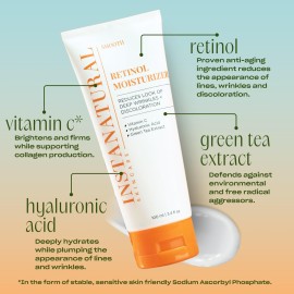 InstaNatural Retinol Moisturizer Nighttime Face Moisturizing Cream, Brightens and Reduces Signs of Aging, Wrinkles, Lines and Discoloration, with Vitamin C and Hyaluronic Acid, 3.4 Fl Oz InstaNatural Retinol Moisturizer Nighttime Face Moisturizing Cream, Brightens and Reduces Signs of Aging, Wrinkles, Lines and Discoloration, with Vitamin C and Hyaluronic Acid, 3.4 Fl Oz