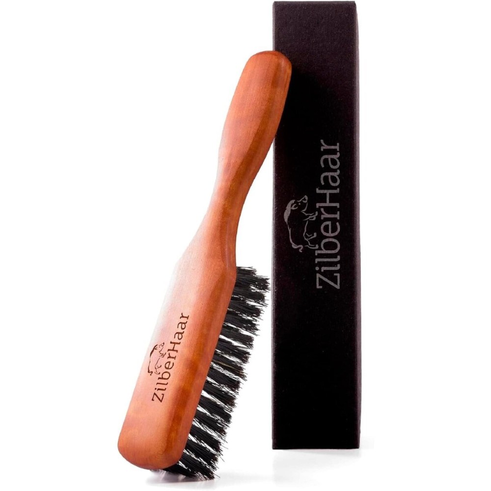 Beard Brush by ZilberHaar - Stiff Boar Bristles for Men\'s Grooming - Straightens and Promotes Growth - Works with Beard Oil and Balm - For Beard Kits - 6 inches long