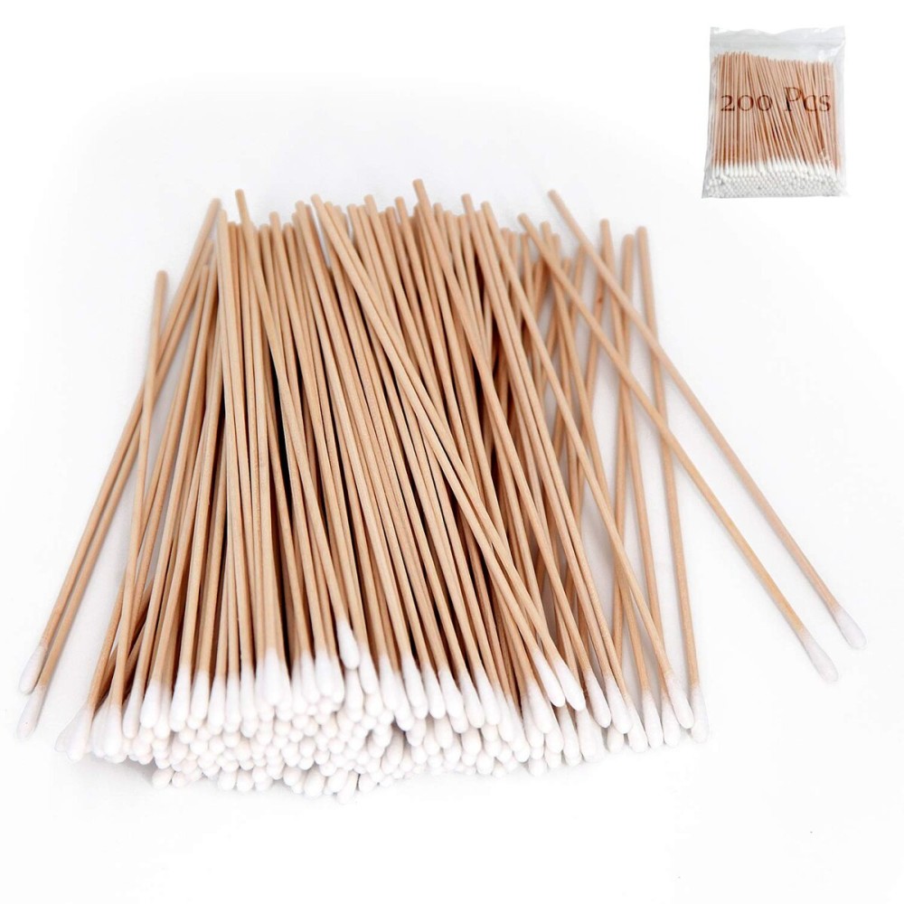 200 PCS Long Wooden Cotton Swabs, Cleaning Cotton Sticks with Wood Handle for Oil Makeup Gun Applicators, Eye Ears Eyeshadow Brush and Remover Tool, Cutips Buds for Baby and Home Accessories 200 PCS Long Wooden Cotton Swabs, Cleaning Cotton Sticks with Wood Handle for Oil Makeup Gun Applicators, Eye Ears Eyeshadow Brush and Remover Tool, Cutips Buds for Baby and Home Accessories
