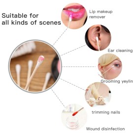 200 PCS Long Wooden Cotton Swabs, Cleaning Cotton Sticks with Wood Handle for Oil Makeup Gun Applicators, Eye Ears Eyeshadow Brush and Remover Tool, Cutips Buds for Baby and Home Accessories 200 PCS Long Wooden Cotton Swabs, Cleaning Cotton Sticks with Wood Handle for Oil Makeup Gun Applicators, Eye Ears Eyeshadow Brush and Remover Tool, Cutips Buds for Baby and Home Accessories