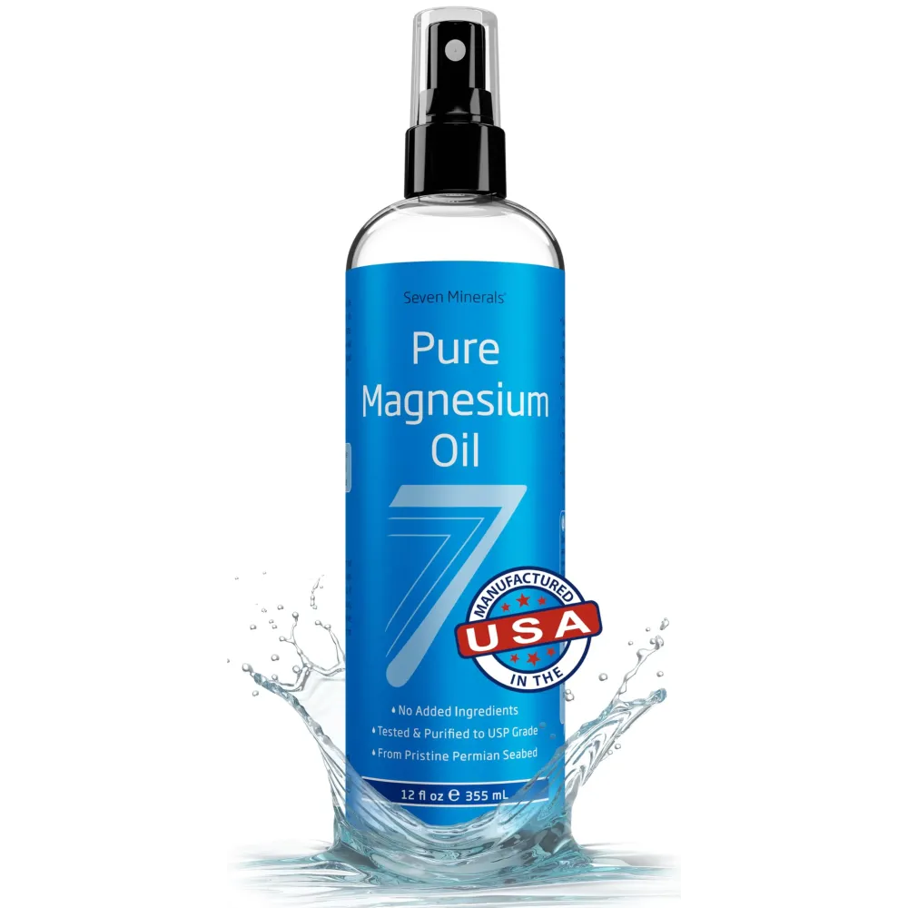 Seven Minerals, Pure Magnesium Oil Spray - Big 12 oz (Lasts 24 Months) - USP Grade Magnesium Spray, No Unhealthy Trace Minerals - from Ancient Underground Permian Seabed in USA, Free eBook Included Seven Minerals, Pure Magnesium Oil Spray - Big 12 oz (Lasts 24 Months) - USP Grade Magnesium Spray, No Unhealthy Trace Minerals - from Ancient Underground Permian Seabed in USA, Free eBook Included