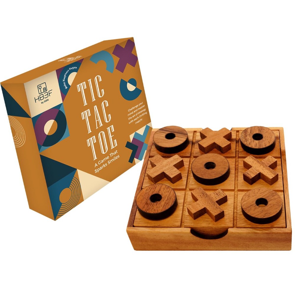 BSIRI Wooden Tic Tac Toe Game - Brain Teaser Puzzles for Adults and Unique Gifts for Kids, Coffee Table Decor Living Room Decor Modern Wood Decor, Classic Board Games for Family (5.5 Inch)