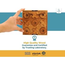 BSIRI Wooden Tic Tac Toe Game - Brain Teaser Puzzles for Adults and Unique Gifts for Kids, Coffee Table Decor Living Room Decor Modern Wood Decor, Classic Board Games for Family (5.5 Inch)